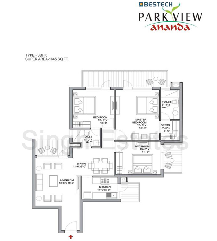 Bestech Park View Ananda 3BHK 1645 Sqft