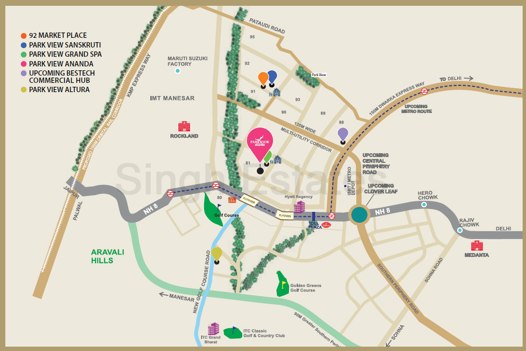 Bestech Park View Ananda Location Map